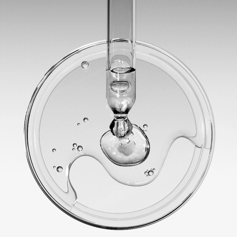 Representação visual do ácido hialurônico destacando sua capacidade de retenção de água e hidratação da pele.